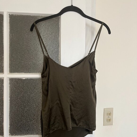 100% Silk 🇺🇸 Made in USA Olive Green Reformation Camisole Tank Top - Picture 6 of 8